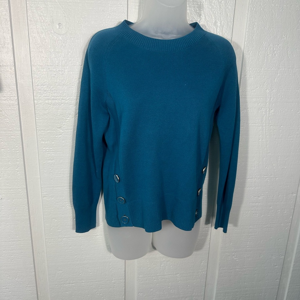 Talbots Green Long Sleeve Crew Neck Sweater Size Small Petite EUC - Picture 2 of 8